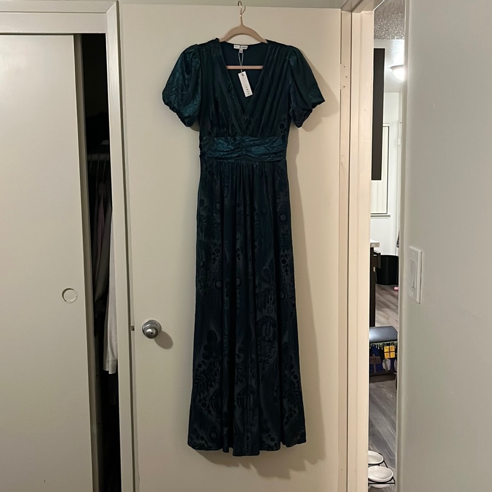 Baltic Born Velvet Emerald Leslie Embossed Maxi Dress M NWT